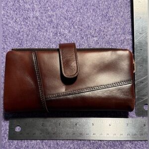 Brown Leather Zip Wallet